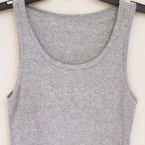 Gray Bebe Rhinestone Ribbed Tank Large